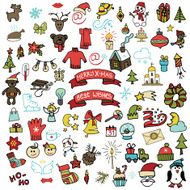 Christmas new year icons set Colored Doodle sketchy N4