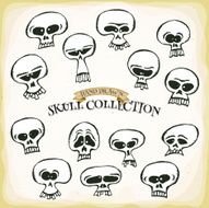 Comic Hand Drawn Skull Head Set
