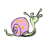 Green snail with pink shell