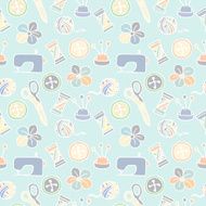 Cartoon Hand Drawn Seamless Pattern with Sewing and Tailoring Elements N2