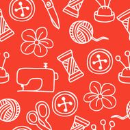Cartoon Hand Drawn Seamless Pattern with Sewing and Tailoring Elements N3