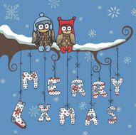 Christmas knitted letters owl branch N2