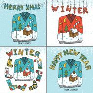 Winter composition Knitted sweater letters folk ornament N2