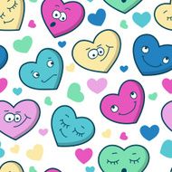 Colorful seamless pattern of cartoon heart emotions