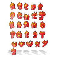 cartoon burning alphabet