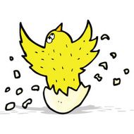 cartoon bird hatching from egg N7