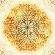 Hand drawn circular beige ornament N19