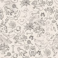 Halloween seamless pattern sketch doodle Vector illustration