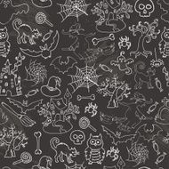 Halloween seamless pattern sketch doodle Hand draw vector illustration