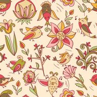 flowers and birds seamless texture pattern N13