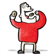 Cartoon Greedy Man Eating Junk Food N6