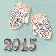 Vintage Card with Ornate Winter Mittens