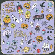 Halloween creatures doodle mega set Hand drawn vector illustration N2