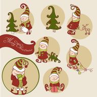 Vector Set of Christmas Gnome N3
