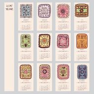 2015 year ethnic calendar design English Sunday start N2