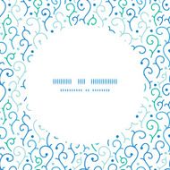 Vector blue abstract swirls circle frame seamless pattern background