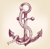anchor hand drawn vector llustration