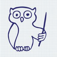Hand Drawn Owl on a Sheet of Exercise Book N3
