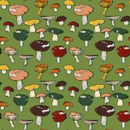 vector seamless pattern with drawing mushrooms N2