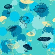 vector seamless pattern with drawing mushrooms N3