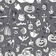 Halloween icons seamless pattern Doodles sketchy