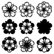 Set black silhouettes flowers