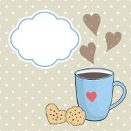 vector card with cup of tea and cookies