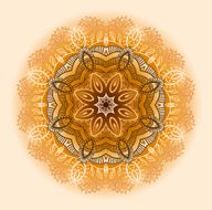 Hand drawn ethnic circular beige ornament N5