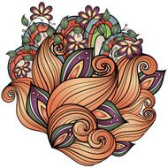 Colored Floral Background Hand Drawn Texture with Flowers N19