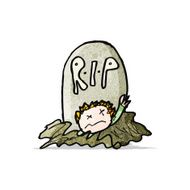 child&#039;s drawing of a zombie rising from grave N5