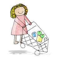cartoon mother pushing trolley N2