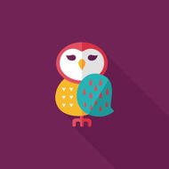 halloween owl flat icon with long shadow eps10 N19