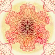 Hand drawn circular pink ornament N5