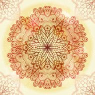 Hand drawn circular pink ornament N6