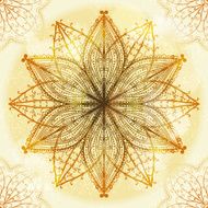 Hand drawn circular beige ornament N23