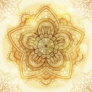 Hand drawn circular beige ornament N24