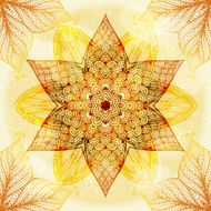 Hand drawn circular beige ornament N25