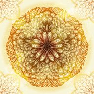 Hand drawn circular beige ornament N26