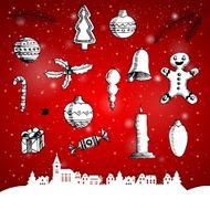 Christmas hand drawn doodles for xmas design N3