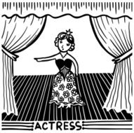 black and white doodle sketch ink drawing of actress engraving