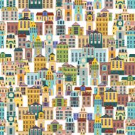 seamless pattern with cartoon buildings