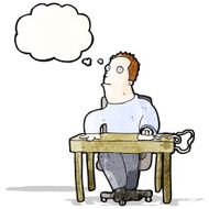 cartoon man working at desk N8