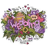 Wedding hand lettering and doodles elements background N2