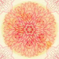 Hand drawn circular pink ornament N7