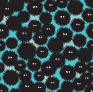 Cute shaggy monsters seamless pattern