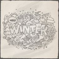 Winter hand lettering and doodles elements background N2