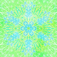 Greeting card with green and blue ornament