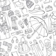 Coat and clothing accessories in seamless pattern Woman fasion