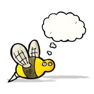cartoon bee with thought bubble N39
