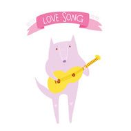Illustration with wolf and guitar